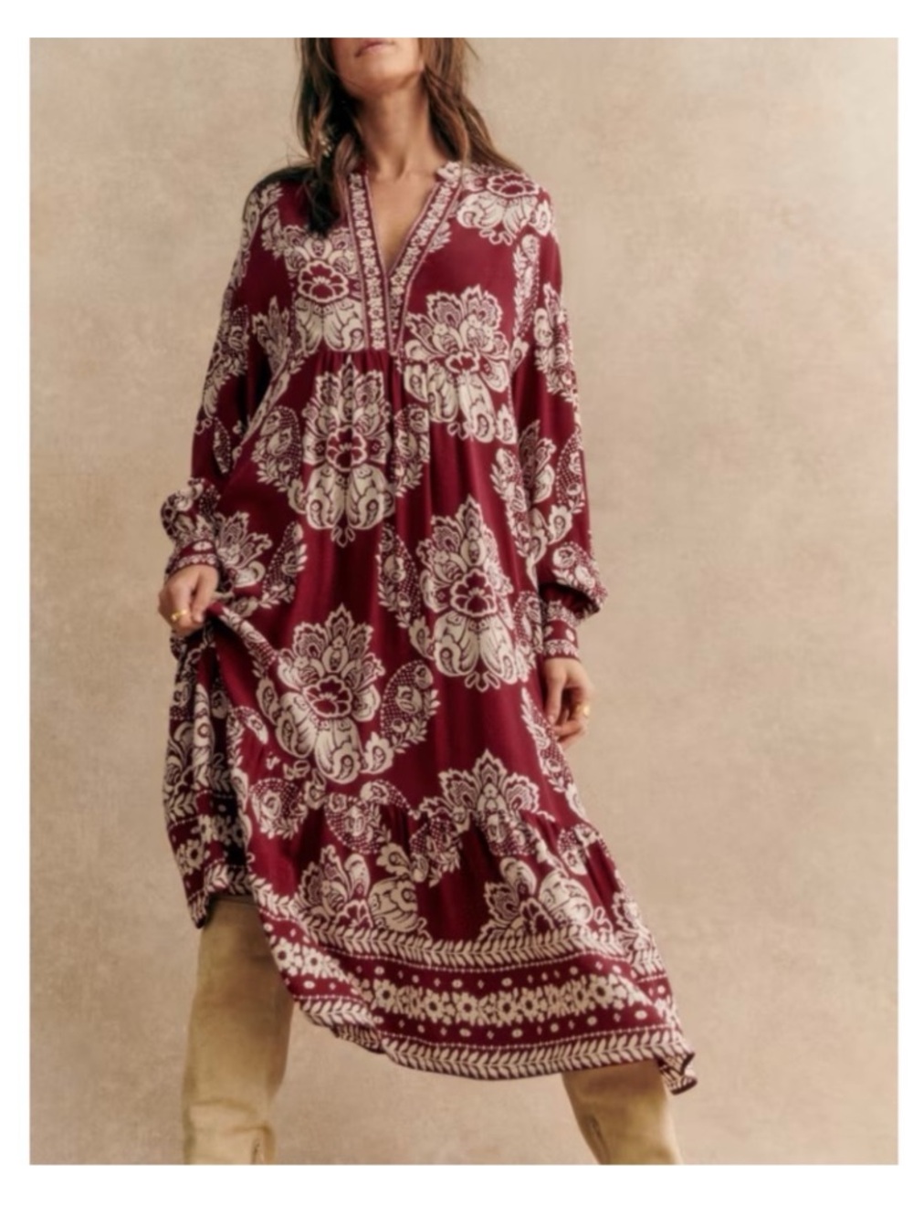 Sezane Burgundy Boheme Dress Size 4 US BNWT